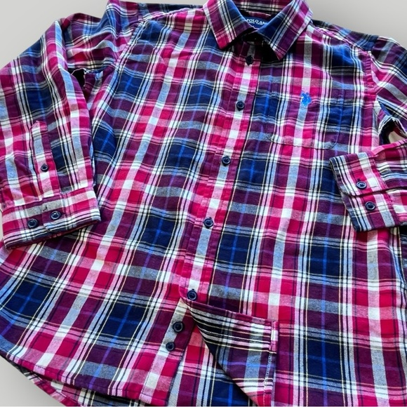 NWOT U.S. POLO ASSN. Blue/Red/White  Plaid Button Down Long Sleeve Shirt - Picture 3 of 16